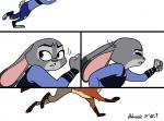 anthro black_eyes bodily_fluids bottomwear chasing clothing eyes_closed female feral feralized looking_back pants police police_uniform running scared simple_background tears transparent_background uniform wide_eyed holmssie disney zootopia judy_hopps nick_wilde canid canine fox lagomorph leporid mammal rabbit red_fox true_fox 2017 alpha_channel animated animated_comic comic loop short_playtime