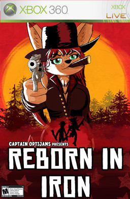 anthro bandolier big_breasts boots box_art breasts chest_tuft cigar cigar_in_mouth cleavage clothed clothing ears_up female footwear freckled_face freckles green_eyes gun hair handgun hat headgear headwear object_in_mouth plaid plant ranged_weapon rating_card red_hair revolver rifle shoes silhouette sky smile smiling_at_viewer solo text tree tuft weapon cosmonaut microsoft red_dead_(series) rockstar_games xbox xbox_360 xbox_game_studios vee canid canine canis coyote mammal english_text hi_res story story_in_description