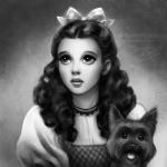 accessory big_eyes duo female hair_accessory hair_ribbon human_focus not_furry_focus ribbons daekazu the_wonderful_wizard_of_oz dorothy_gale toto_(the_wonderful_wizard_of_oz) cairn_terrier canid canine canis domestic_dog human hunting_dog mammal terrier 1:1 2016 monochrome signature