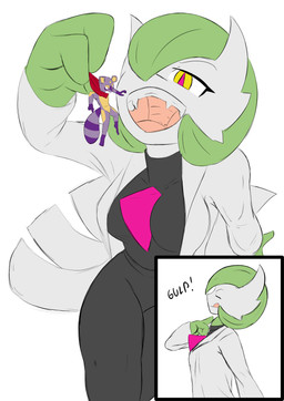 female female_pred macro male male_prey micro oral_vore vore poisonsneksoffie nintendo pokemon gardevoir generation_3_pokemon mammal pokemon_(species) procyonid raccoon zigzagoon absurd_res hi_res