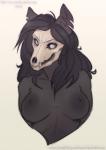 anthro black_hair bone breasts breasts_apart fangs female hair looking_at_viewer natural_breasts nipples simple_background skull skull_head solo teeth text white_background white_eyes lostgoose scp_foundation scp-1471-a canid canine malo mammal monster 2019 hi_res sketch url