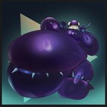 belly big_belly bite breasts crouching female glistening glistening_body huge_belly hyper hyper_belly obese overweight pasties solo spikes squish stretching teeth john_ratman mario_bros nintendo chain_chomp humanoid 1:1 hi_res