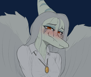 amber_eyes anthro back_wings blush bodily_fluids bone_frill clothing collared_shirt crying dress_shirt eyelashes feathered_wings feathers female frill_(anatomy) grey_body grey_hair grey_scales hair jewelry long_hair looking_at_viewer necklace scales sharp_teeth shirt simple_background smile smiling_at_viewer snout solo tears tears_of_joy teeth topwear transparent_background wings dominismortis cavemanon_studios goodbye_volcano_high ko_op_(game_developer) snoot_game fang_(gvh) prehistoric_species pterosaur reptile scalie 2024 alpha_channel digital_drawing_(artwork) digital_media_(artwork) hi_res