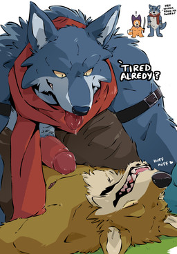 anthro blue_body blue_fur duo erection fur genitals glans grin looking_pleasured male male/male muscular muscular_anthro muscular_male nipples nude on_bottom on_top penis power_bottom scarf simple_background sitting sitting_on_another smile text tongue tongue_out white_background yellow_sclera dogflops dragon_ball dragon_ball_super bergamo lavender_(dragon_ball_super) canid canine canis mammal wolf digital_media_(artwork) english_text hi_res brother_(lore) brothers_(lore) incest_(lore) sibling_(lore)