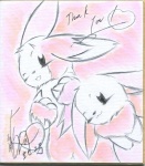 ambiguous_gender black_eyes duo heart_symbol text yuki_(artist) nintendo pokemon canid canine eevee generation_1_pokemon generation_3_pokemon mammal pokemon_(species) zangoose yuki_(disambiguation) english_text