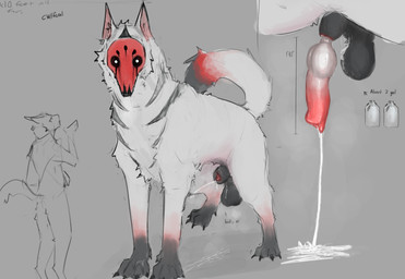 all_fours animal_genitalia animal_penis anthro ball_tuft balls bodily_fluids canine_genitalia canine_penis cum cumshot dripping ejaculation facial_markings feral fur genital_fluids genitals glowing glowing_eyes gradient_penis head_markings knot knotted_penis larger_feral larger_male leaking_precum looking_at_viewer male male_feral markings mask_(marking) musk musky_penis paws penile penis penis_milking penis_tip pink_sheath_slit precum precum_drip precum_on_ground precum_on_penis precum_squirt presenting presenting_penis raised_leg sheath sheath_slit size_difference smaller_anthro solo tuft white_body white_fur corvidtree garvark_(corvidtree) canid canine mammal hi_res
