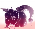 belly big_breasts breasts female group hair huge_breasts membrane_(anatomy) membranous_wings micro not_furry overweight short_hair solo_focus spade_tail stuffing tail tail_mouth unusual_anatomy unusual_tail vore wings modeseven aniece demon human humanoid mammal low_res