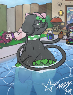 accessory ambiguous_gender anthro belly bow_tie breasts building clothed clothing coat dizzy female fungus fur genitals gift grass grey_body grey_fur grill highlights_(coloring) house legwear male multicolored_body multicolored_fur mushroom navel necktie outside partially_clothed penis pink_body pink_fur plant sleeping swimming_pool swimwear thigh_highs topwear water fizzy_pop_ex electronic_arts plants_vs._zombies popcap_games ash_(fizzy_pop) korp_(katzenart) shino_(shinomiyasama69) tucker_(furrylefru) canid canine cattail_(pvz) elemental_creature felid feline flora_fauna fox lagomorph leporid mammal procyonid rabbit raccoon undead zombie zombie_(plants_vs_zombies) absurd_res hi_res meme