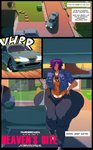 car clothed clothing comic daiidalus english_text female hair hair_over_eye hi_res huge_hips huge_thighs humanoid hyper hyper_hips hyper_thighs janet_(vhsdaii) lips one_eye_obstructed overweight overweight_female purple_hair solo text thick_lips thick_thighs vehicle wide_hips