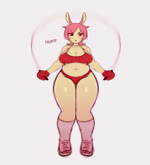 athletic athletic_wear big_breasts bottomwear bouncing_breasts breasts breath cleavage clothed clothing female female_humanoid footwear front_view gloves hair handwear jump_rope jumping light_body light_skin long_ears navel noseless open_mouth pink_clothing pink_footwear pink_hair rabbit_ears red_bottomwear red_clothing red_gloves red_handwear red_topwear simple_background slightly_chubby slightly_chubby_female slightly_chubby_humanoid solo text thick_thighs thigh_gap topwear white_background mochabaebae tebu_(mochabaebae) animal_humanoid humanoid lagomorph lagomorph_humanoid leporid_humanoid mammal mammal_humanoid rabbit_humanoid 2023 animated digital_media_(artwork) loop no_sound short_playtime webm