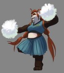 anthro cheerleader cheerleader_outfit cheerleading_pose clothing female hair orange_hair pom_poms pose simple_background solo shadoca blizzard_entertainment warcraft bear mammal pandaren