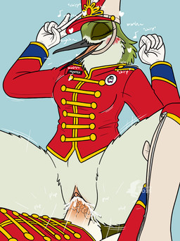 animal_noises anthro asexual_pride_colors blush bodily_fluids bottomless bottomless_female chirping clothed clothing cum cum_in_vagina cum_inside duo female genital_fluids gloves handwear hat headgear headwear lgbt_pride male male/female marching_band_uniform moan name_tag penetration penile penile_penetration penis_in_vagina pride_colors sex vaginal vaginal_penetration fish_birb dennis_(fish_birb) sarah_(fish_birb) apodiform avian bird hummingbird absurd_res hi_res