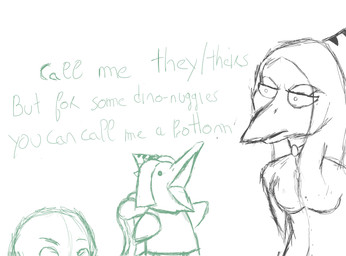 anthro bald bone_frill disembodied feathered_wings feathers female frill_(anatomy) hand_puppet male open_mouth pronouns puppet simple_background snout text wings unknown_artist cavemanon_studios goodbye_volcano_high ko_op_(game_developer) snoot_game anon_(snoot_game) fang_(gvh) human mammal prehistoric_species pterosaur reptile scalie absurd_res english_text hi_res monochrome sketch