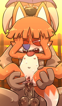 adult_on_young age_difference ahegao anal anal_fluids anal_penetration anthro anthro_penetrated anus balls bangs blunt_bangs blush bodily_fluids breath clitoris dipstick_tail duo female female_penetrated fur genital_fluids genitals humanoid_genitalia humanoid_penis humanoid_vulva looking_pleasured male male/female male_penetrating male_penetrating_female markings nipples nude orange_body orange_fur panting penetration penile penile_penetration penis penis_in_ass sex spread_legs spread_vulva spreading sweat tail tail_markings teeth tongue tongue_out vaginal_fluids vein veiny_balls veiny_penis vulva young young_anthro young_female young_penetrated polygon5 murphy_and_mitzi vivian_(ajmarekart) canid canine canis domestic_dog fox mammal