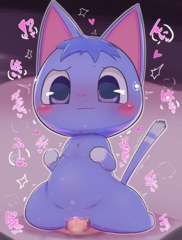 3_fingers anthro anthro_penetrated big_eyes black_background blue_body blue_ears blue_eyes blue_fur blue_hair blue_tail blush blush_lines bodily_fluids brown_penis cheek_spots chibi clitoral_hood clitoris disembodied_penis duo featureless_chest female female_focus female_penetrated fingers flustered front_view fur genital_fluids genitals gradient_background grey_background grey_outline hair handpaw heart_eyes heart_symbol humanoid_genitalia humanoid_vulva interrobang iris kneeling looking_at_viewer looking_pleasured male male/female male_penetrating male_penetrating_female monotone_body monotone_fur monotone_hair motion_lines multicolored_vulva nude outline paws penetration penile penile_penetration penis penis_in_vagina pink_inner_ear pink_spots pink_text pink_vulva pointy_ears prick_ears purple_background raised_tail sex shaking short_hair simple_background solo_focus sound_effects spots sweat sweatdrop tail text textured_background trembling two_tone_tail two_tone_vulva vaginal vaginal_fluids vaginal_penetration vulva white_tail young young_anthro badwingm animal_crossing nintendo rosie_(animal_crossing) domestic_cat felid feline felis mammal 2020 colored digital_drawing_(artwork) digital_media_(artwork) full-length_portrait hi_res japanese_text portrait adult_(lore)