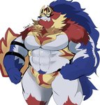 abs anthro male muscular muscular_male navel pecs solo hyaku_(artist) nintendo pokemon canid canine crowned_shield_zamazenta generation_8_pokemon legendary_pokemon mammal pokemon_(species) zamazenta hi_res