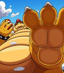 3_toes anthro claws feet first_person_view foot_fetish foot_focus low-angle_view male soles solo stomping_viewer toe_claws toes worm's-eye_view futonmania bowser_day mario_bros nintendo bowser koopa scalie hi_res