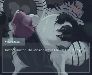 anthro anthro_on_anthro anus balls begging_for_help big_butt black_body black_fur blue_eyes blush bodily_fluids butt butt_grab claws dialogue dialogue_box duo erection faceless_character faceless_male fur genital_fluids genitals grey_background hand_on_butt humanoid_genitalia humanoid_penis imminent_anal imminent_rape imminent_sex looking_back male male/male nude open_mouth penis precum raised_tail simple_background striped_body striped_fur stripes sweat tail text white_body white_fur pinumontbalou arknights hypergryph mythology studio_montagne mountain_(arknights) canid canine felid feline felis mammal mythological_canine mythological_creature pantherine tiger werecanid werecanine werecreature werewolf 2025 english_text hi_res