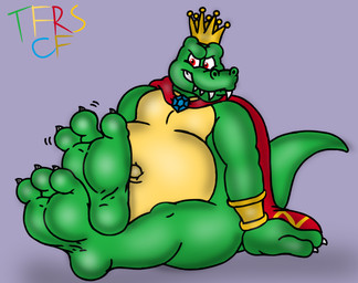 3_toes anthro arched_soles arm_support belly big_belly big_muscles big_pecs biped blue_gem bracelet cape casual_nudity clenched_teeth clothing crossed_ankles curling_tail curling_toes devious_grin fangs feet foot_fetish foot_focus gem glance glistening glistening_body glistening_feet glistening_scales gold_(metal) gold_bracelet gold_crown gold_jewelry green_body green_scales grin grinning_at_viewer huge_belly humanoid_feet humanoid_hands humanoid_heel jewelry lines_drawn looking_at_viewer male mostly_nude multicolored_body multicolored_scales muscular navel nude open_mouth open_smile outie_navel overweight overweight_anthro overweight_male pecs plantigrade pose purple_background raised_tail red_cape red_clothing red_eyes scales shadow sharp_teeth simple_background sitting smile smiling_at_viewer soles solo tail teasing teasing_viewer teasing_with_feet teeth toe_wiggle toes toothy_grin two_tone_body two_tone_scales white_finger_claws white_sclera white_toe_claws wrinkled_feet wrinkles yellow_belly yellow_body yellow_chest yellow_scales yellow_underbelly fruitgems donkey_kong_(series) nintendo king_k._rool crocodile crocodilian kremling reptile scalie 2025 colored digital_drawing_(artwork) digital_media_(artwork) pinup shaded signature