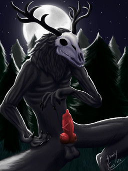 animal_genitalia animal_penis anthro balls bone canine_genitalia canine_penis claws forest forest_background genitals horn knot knotted_penis male nature nature_background paws penis plant sheath skull skull_head solo teratophilia tree vein veiny_penis stinkycoyote american_mythology indigenous_north_american_mythology mythology north_american_mythology wendigo 3:4 absurd_res hi_res