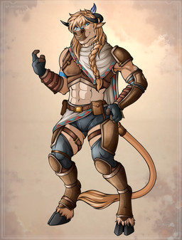 2_horns abs anthro armor black_bottomwear black_clothing black_legwear black_shorts black_thigh_highs blue_eyes bottomwear clothed clothed_anthro clothed_male clothing facial_piercing fur hair hooves horn horn_jewelry horn_ring jewelry leather leather_armor legwear looking_at_viewer male muscular muscular_anthro muscular_male nose_piercing nose_ring piercing ponytail ring_(jewelry) ring_piercing septum_piercing septum_ring shorts solo tail tail_tuft tan_body tan_fur tan_hair thigh_highs tuft vambrace planktonheretic blizzard_entertainment warcraft elysian_(vulnerabull) bovid bovine mammal tauren 2026 hi_res