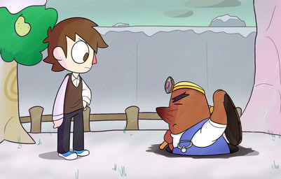 anthro black_bottomwear black_clothing black_eyebrows black_pants blue_clothing blue_footwear blue_overalls blue_shoes bottomwear brown_body brown_clothing brown_eyes brown_fur brown_hair brown_topwear brown_vest closed_frown clothed clothed_anthro clothed_human clothed_male clothing cloud duo eyebrows eyes_closed female fence fingers food footwear frown fruit fruit_tree fully_clothed fully_clothed_anthro fully_clothed_human fully_clothed_male fur furrowed_brow furrowed_eyebrows grass green_sky hair hat headgear headlamp headwear hole_(pit) lamp light male male_anthro male_human mitten_hands mouth_closed no_pupils overalls pants pear pear_tree plant red_nose rock shoes sky snow standing straight_legs tan_body tan_skin thick_eyebrows topwear tree triangle_nose vest whiskers white_dress_shirt winter yellow_clothing yellow_hat yellow_headwear cookieboy011 animal_crossing nintendo mr._resetti villager_(animal_crossing) eulipotyphlan human mammal mole_(animal) 2020 colored digital_drawing_(artwork) digital_media_(artwork) english_description hi_res lighting shaded story story_in_description