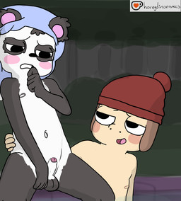 anthro beanie beanie_only black_body black_fur clothing duo duo_focus embarrassed erection forest fur genitals group hat headgear headwear humanoid_genitalia humanoid_penis looking_at_another male male/male multicolored_body nude nude_male penis plant pool poolside seductive shota tree two_tone_body white_body young young_male hornydinonamics cartoon_network summer_camp_island oliver_(sci) pepper_corn bear canid canine canis domestic_dog giant_panda humanoid mammal colored digital_drawing_(artwork) digital_media_(artwork) hi_res