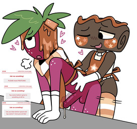 anthro blush blush_lines bodily_fluids cartoon_freckles cum cum_on_penis duo duo_focus duo_in_panel food freckled_face freckled_legs freckled_shoulders freckled_thighs freckles from_behind_position fruit genital_fluids genitals group love male male/male motion_lines penis plant sex just_squidding blushcrunch_studio dandy's_world roblox cosmo_(dandy's_world) sprout_(dandy's_world) elemental_creature flora_fauna food_creature living_fruit hi_res