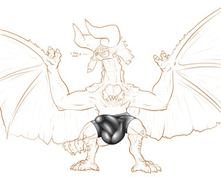 balls big_balls big_bulge big_penis big_tail bottomwear bulge clothed clothing detailed_bulge feral genitals glistening glistening_bottomwear glistening_clothing glistening_shorts glistening_underwear inhale latex latex_bottomwear latex_clothing latex_shorts latex_underwear male paws penis presenting revealing_outfit seductive shiny_bulge shorts skimpy solo spread_legs spread_wings spreading standing_upright tail teasing tight_bottomwear tight_bulges tight_clothing tight_shorts tight_underwear underwear wings conditional_dnp samagthrav2 capcom monster_hunter barioth flying_wyvern 5:4 absurd_res hi_res