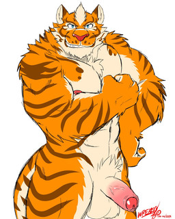 abs anthro balls barazoku erection foreskin fur genitals grin male nipples nude pecs penis smile stripes vein veiny_penis ligoni nekojishi studio_klondike lin_hu felid mammal pantherine tiger 2019 4:5 hi_res