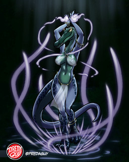 anklet anthro belly_dancer_outfit belly_dancing blue_body blue_flames bottomwear bracelet breasts claws clothing countershade_face countershade_legs countershade_neck countershade_tail countershade_torso countershading female finger_claws glowing glowing_eyes hands_above_head head_crest jewelry light light_beam logo loincloth long_snout magic magic_user markings navel necklace nipples non-mammal_breasts non-mammal_navel non-mammal_nipples overbite rim_lighting scuted_feet scutes sheer_clothes snout solo spots spotted_body spotted_markings spotted_tail spotted_thighs swamp tail tail_markings text thick_tail toe_claws toned_belly toned_body toned_female translucent translucent_clothing walking_on_water predaguy anthrosaurs willow_(predaguy) baryonyx dinosaur prehistoric_species reptile saurischian scalie spinosaurid theropod 4:5 artist_logo artist_name hi_res