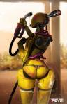 body_writing butt doll_joints female machine not_furry outside rear_view solo text tongue tongue_out writing_on_thigh yellow_body yellow_skin psyk323 robot english_text hi_res portrait three-quarter_portrait url