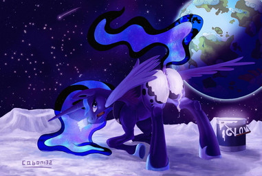 anus ass_up bent_over blue_body blue_eyes blue_feathers bodypaint brush butt clothing detailed_background earth feathered_wings feathers female feral footwear fur genitals glowing hair hooves horn humor looking_at_viewer looking_back moon mooning mouth_hold night on_the_moon outside paint paintbrush planet presenting presenting_hindquarters pun purple_body purple_fur quadruped shoes shooting_star sky snow solo space star starry_sky tail text translucent translucent_hair visual_pun vulva wings caboni32 friendship_is_magic hasbro my_little_pony mythology princess_luna_(mlp) equid equine mammal mythological_creature mythological_equine winged_unicorn 2013 detailed digital_media_(artwork) digital_painting_(artwork) english_text hi_res painting_(artwork) signature