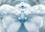 abstract_background action_pose ambiguous_gender beak black_sclera blue_eyes claws cloud descending feathers feral flying head_crest looking_at_viewer looking_down low-angle_view neck_tuft open_beak open_mouth pose solo spread_wings tail tail_feathers tuft wind wings angehistoire nintendo pokemon avian mega_altaria mega_evolution pokemon_(species) 2017 blue_theme cool_colors portrait restricted_palette teal_theme