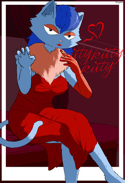 anthro applying_makeup armwear barefoot bed bed_curtains bedroom_eyes blue_body blue_eyes blue_fur blue_hair border breasts canopy_bed claw_pose claws clothing crossed_legs curved_tail detailed_background dress elbow_gloves feet female finger_claws fur furniture glistening glistening_hair gloves grin hair handwear harsh_lighting heart_symbol inner_ear_fluff lips lipstick long_hair looking_at_viewer makeup motion_lines narrowed_eyes on_bed personal_grooming pink_nose pupils red_clothing red_dress red_lips red_lipstick red_text scarf seductive sitting sitting_on_bed smile smiling_at_viewer solo tail text tuft white_claws bunnymisu humongous_entertainment spy_fox_(series) russian_blue_(spy_fox) domestic_cat felid feline felis mammal handwritten_text hi_res signature
