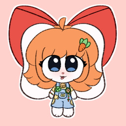 anthro bell bow_ribbon carrot chibi clothing clover_(plant) female food overalls plant solo vegetable young eebeestoof lagomorph leporid mammal rabbit 1:1 hi_res
