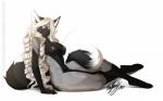 anthro biped breasts female fur hair heterochromia long_hair nipples nude sitting smile solo vexstacy casidhevixen zeitgeist canid canine fox mammal red_fox silver_fox true_fox 2015