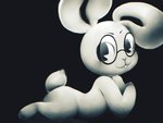 anthro black_background eyewear floppy_ears glasses looking_at_viewer lying male on_front simple_background slightly_chubby solo teeth young young_anthro hasukii parsnip_(game) parsnip_bunner lagomorph leporid mammal rabbit 4:3 hi_res monochrome