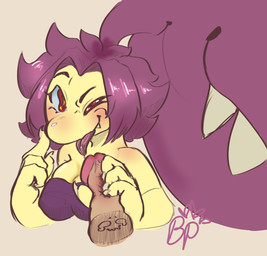 anthro blush bodily_fluids claws cock_and_ball_torture disembodied_penis drooling duo female front_view genital_torture genitals gesture hand_gesture humanoid_genitalia humanoid_penis looking_at_viewer male one_eye_closed penis penis_torture pointing pointing_at_self red_eyes saliva solo_focus tongue tongue_out wink winking_at_viewer bigenderprince nintendo pokemon titania_(bigenderprince) generation_3_pokemon mawile pokemon_(species) digital_media_(artwork) hi_res