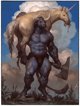 abs ambiguous_gender anthro axe biceps biped blue_sky brown_eyes butt carrying_another clothing cloud cloven_hooves day dewclaw_hooves duo eating feral fur grass grey_body grey_fur grey_hooves hair holding_axe holding_object hooves horn jockstrap male mane melee_weapon muscular muscular_anthro muscular_male navel nipples outside pecs plant quadruped sky standing tail tail_tuft tan_body tan_fur tree tuft underwear unicorn_horn weapon white_horn taran_fiddler mythology cypress_(taran_fiddler) bovid bovine equid equine mammal mythological_creature mythological_equine unicorn 2021 3:4 digital_media_(artwork) hi_res