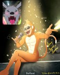 anthro blush duo electronics eyewear fur grey_body grey_fur male microphone orange_body orange_fur singing sunglasses annette_pardo bandai_namco digimon fan_screaming_at_madison_beer_performance digimon_(species) etemon gazimon absurd_res hi_res meme