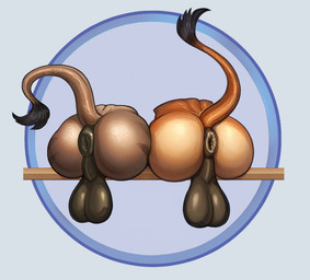 anus backsack balls big_balls duo equine_anus genitals male markings perineum presenting presenting_anus puffy_anus raised_tail tail danelaxy_(artist) asinus donkey equid equine mammal absurd_res hi_res smaller_version_at_source