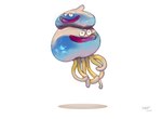 2021 :d ambiguous_gender blue_body cnidarian colored colored_line_art dated digital_media_(artwork) digital_painting_(artwork) dragon_quest duo feral glistening glistening_body goo_creature hi_res jelly_slime_(dragon_quest) jellyfish legless levitation marine medusozoan red_mouth round_body shaded signature simple_background slime_(blob) slime_(dragon_quest) smile square_enix sukep tentacles white_background yellow_tentacles