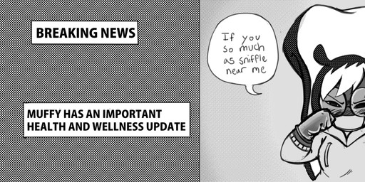angry anthro blush clothing dialogue eyewear female fist glasses hoodie mask profanity solo text threatening topwear yotomoe covid-19_pandemic muffy_(yotomoe) mammal mephitid skunk 2020 absurd_res black_and_white english_text hi_res long_image monochrome wide_image