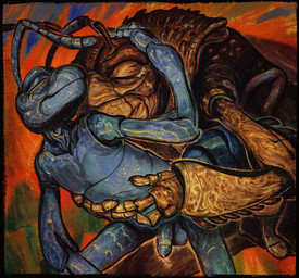 antennae_(anatomy) anthro anthro_on_anthro balls black_border blue_antennae blue_balls blue_body blue_penis bodily_fluids border brown_antennae brown_body brown_penis closed_smile cum duo eyes_closed genital_fluids genitals hug hugging_another male male/male mouth_closed penis size_difference smile the_dawner a_bug's_life disney pixar flik_(a_bug's_life) hopper_(a_bug's_life) ant arthropod grasshopper hymenopteran insect orthopterid 2026 digital_drawing_(artwork) digital_media_(artwork) hi_res portrait procreate_(artwork) three-quarter_portrait
