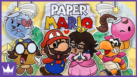 alternate_species anthro armless arms_bent bandage bandage_on_face beard big_nose black_clothing black_eyes black_eyewear black_footwear black_glasses black_hair black_shell black_shoes blue_body blue_clothing blue_hat blue_headwear blue_lipstick blue_overalls border brown_beard brown_body brown_clothing brown_eyewear brown_facial_hair brown_footwear brown_freckles brown_glasses brown_mustache brown_shoes brown_skin clothing cloud cosplay crown dot_eyes dress eyelashes eyeshadow eyewear facial_hair featureless_arms female female_feral female_human feral fist flying footwear freckled_face freckles furrification fusion gem glasses gloves grey_hair group hair hands_together handwear happy hat headgear headwear heart_glasses highlights_(coloring) holding_drawing_pen kerchief larger_female larger_human legless light lips lipstick logo long_hair looking_at_viewer love makeup male male/female male_anthro male_human medium_hair mouthless multicolored_hair mustache neckerchief neckwear noseless one_eye_closed open_mouth open_smile orange_clothing orange_footwear orange_shoes overalls pink_body pink_clothing pink_dress pink_highlights pink_kerchief pink_neckerchief princess purple_border rectangular_glasses red_bow red_clothing red_eyeshadow red_hat red_headwear red_lips red_lipstick red_shirt red_tongue red_topwear round_glasses royalty ruby_(gem) sapphire_(gem) scales shell shirt shoes short_hair simple_background simple_eyes size_difference smaller_female smaller_feral smile smiling_at_viewer standing star_(shape) tail text title tongue topwear tusks two_tone_hair walking white_clothing white_gloves white_handwear wink winking_at_viewer yellow_background yellow_body yellow_scales yellow_tail youtube_thumbnail gaelfox mario_bros nintendo paper_mario real_world vtuber bombette gael_(gaelfox) glasses_(glassesjournal) goombario jaime_(jamie2413) kooper lady_bow light_(gameboilight) mario power_star princess_peach ray_narvaez_jr. tina_narvaez_jr. bob-omb boo_(mario) goomba human koopa koopa_troopa mammal scalie spirit 16:9 2025 colored digital_drawing_(artwork) digital_media_(artwork) english_description english_text hi_res lighting shaded widescreen