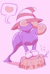 big_breasts breasts clothing featureless_breasts female gloves hair handwear hat headgear headwear heart_symbol huge_breasts legless not_furry nude nude_female pink_background pink_hair plant purple_body purple_skin simple_background slightly_chubby slightly_chubby_female solo tree tree_trunk witch_hat fernal_red mario_bros nintendo paper_mario paper_mario:_the_thousand_year_door vivian_(mario) humanoid shadow_creature shadow_siren hi_res signature trans_(lore) trans_woman_(lore)