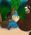 anthro being_watched big_breasts big_butt breasts butt crossgender erection female female/female grabbing_belly group huge_breasts huge_butt kissing looking_at_another male muscular muscular_female overweight overweight_female trio alythewolfcat donkey_kong_(series) nintendo donkey_kong_(character) klump krusha ape haplorhine kremling mammal primate scalie hi_res