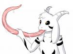 4:3 asriel_dreemurr_(god_form) big_tongue black_sclera bodily_fluids boss_monster_(undertale) bovid caprine fur holding_tongue horn hyper hyper_tongue lewdtale long_ears long_tongue male mammal markings saliva simple_background solo tongue tongue_fetish tongue_out undertale undertale_(series) white_body white_fur