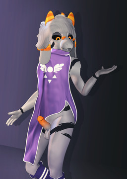 anthro balls black_markings black_sclera boots bottomless clothed clothing cosplay delta_rune_(emblem) floppy_ears footwear fur genitals glans grey_body grey_fur hair horn male markings orange_eyes orange_glans orange_horn penis purple_clothing purple_robe robe shoes solo symbol tongue tongue_out conditional_dnp gusta undertale undertale_(series) asriel_dreemurr_(god_form) gusta_(gusta) bovid caprine goat mammal hi_res